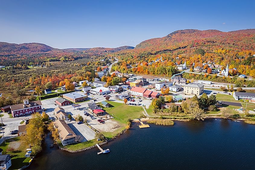 Fall Foliage View of Island Pond, Vermont