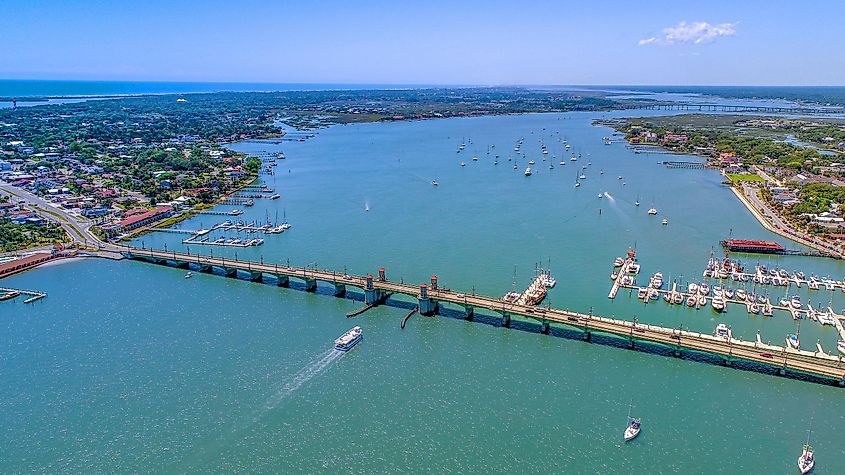 Aerial view of St. Augustine Bridge of Lions