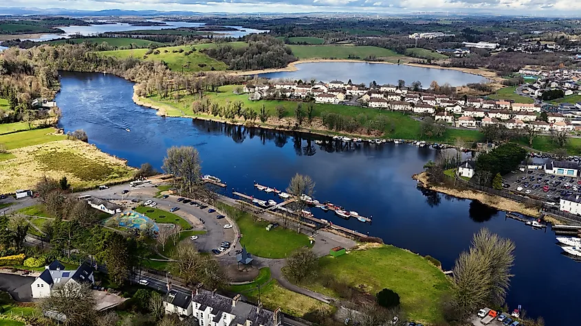 Aerial view of Enniskillen, Northern Ireland, the UK