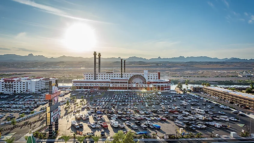 Casino resorts along the Colorado River in Laughlin, Nevada.