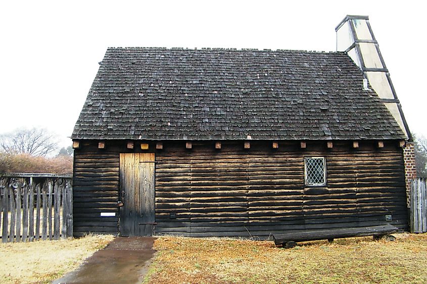 A reconstructed house in St. Mary's City, Maryland.