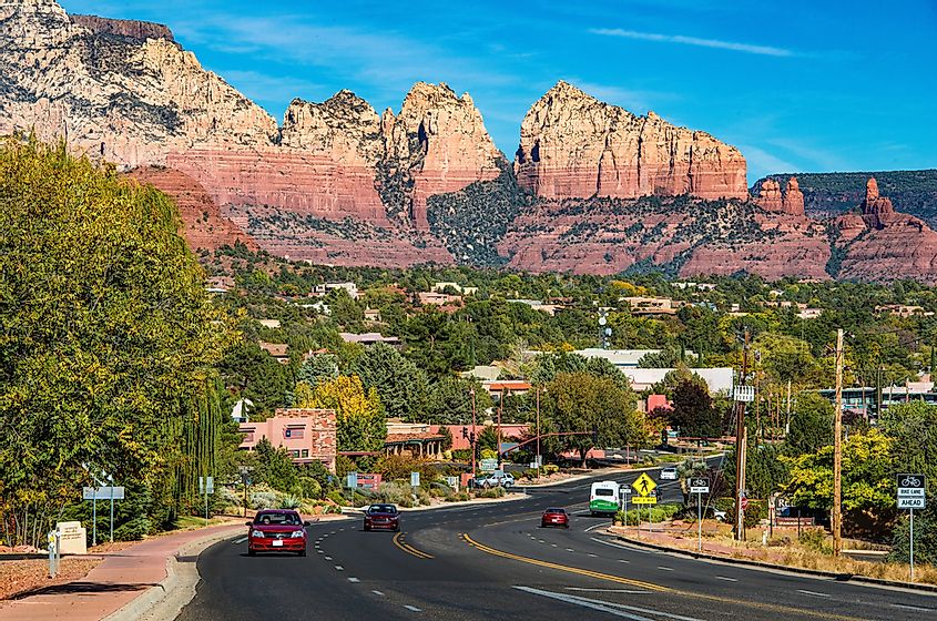 historic city Sedona is dominated by colorful sandstone rocks