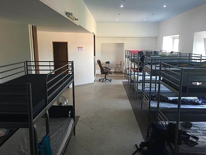 Typical albergue dorm room on the Camino Portugues