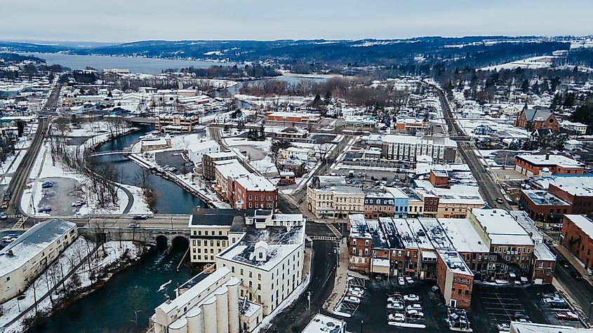 Aerial view of Penn Yan, New York.