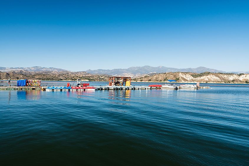 Cachuma Lake marina with fishing boats