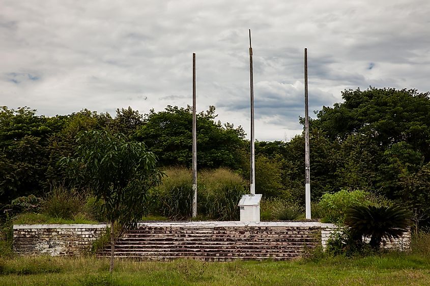 Memorial to the police officers who died at the police station during the Armero tragedy caused by the Nevado del Ruiz in 1985 , via Anamaria Mejia / Shutterstock.com