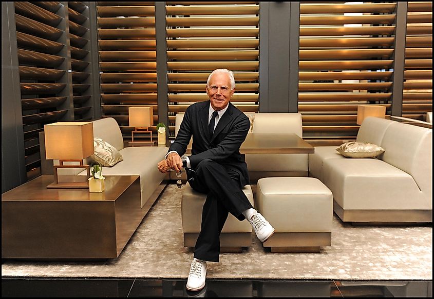 June 2015 - Giorgio Armani posed during the Milan fashion week