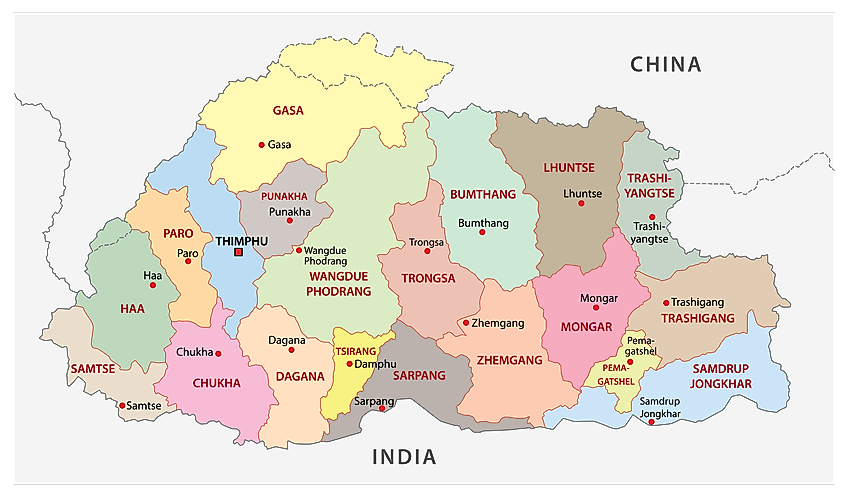 Bhutan Map With Km Bhutan Maps & Facts - World Atlas
