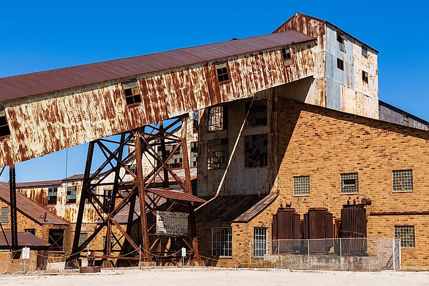 Conveyor belt structure at the Missouri Mines State Historic Site in Park Hills, Missouri.