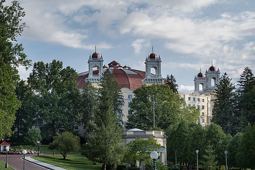 West Baden Springs, Indiana, USA, August 6, 2020, Exterior of the historic West Baden Springs Hotel