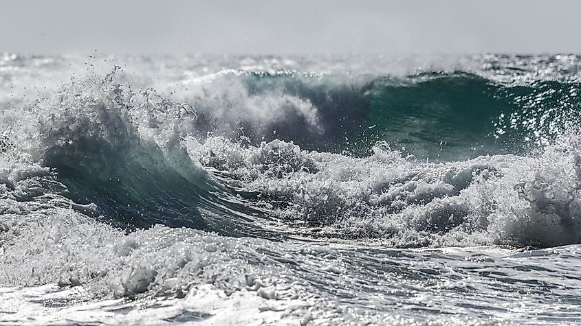 Wild sea at Hanakapiai beach, Kauai, Hawaii.