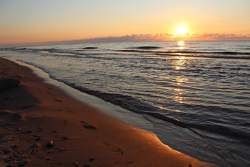 Sunrise over Kohler Andrae State Park. 