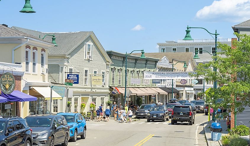 Main Street in Mystic, Connecticut.