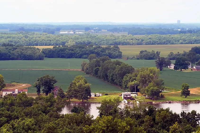 An aerial view of Elsah, Illinois