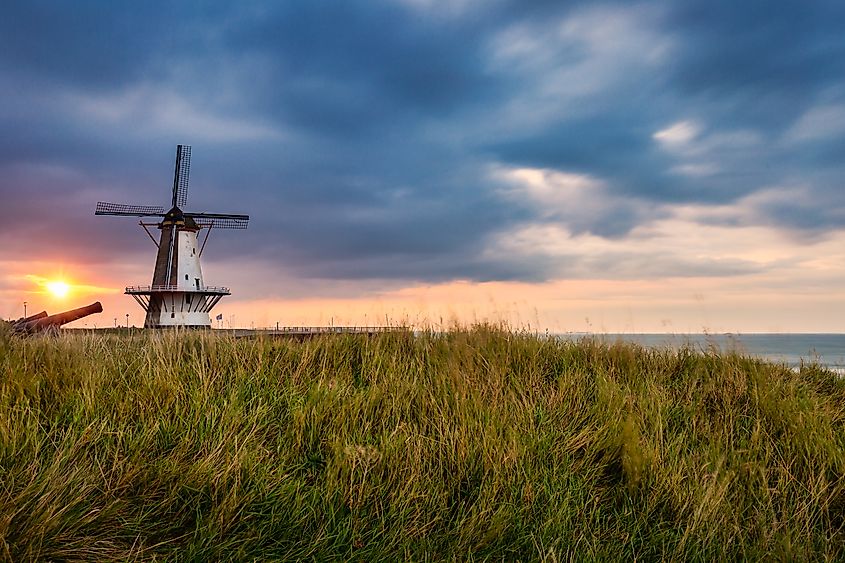 Historic Oranjemolen windmill in Vlissingen.