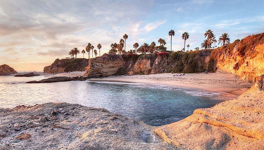 Sunset view of Treasure Island Beach at the Montage in Laguna Beach, California