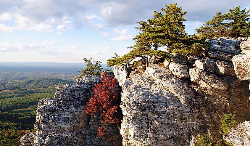 Hanging Rock State Park, North Carolina with fall colors.