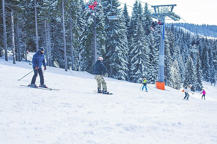 People enjoying skiing in Whitefish, Montana.