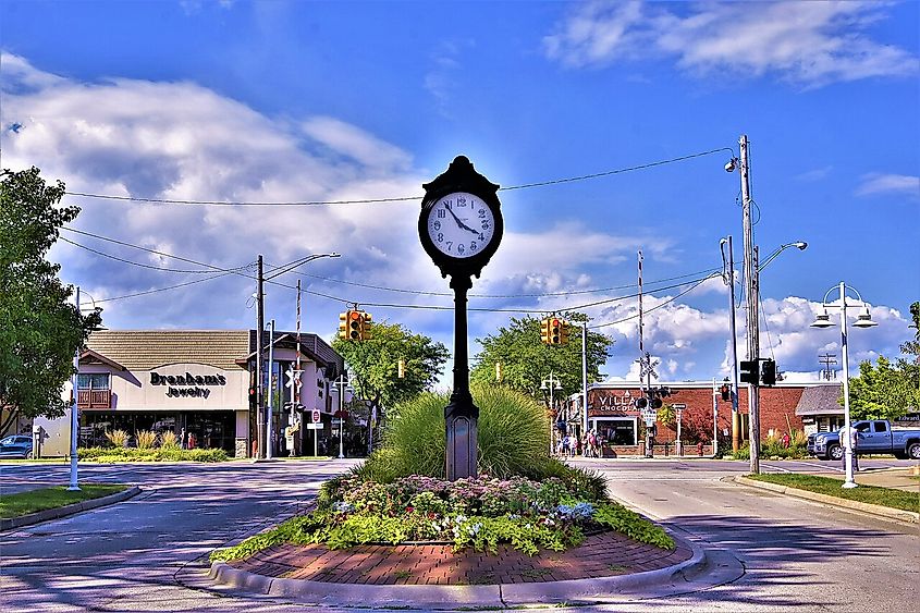 Tawas City clock at the boat marina