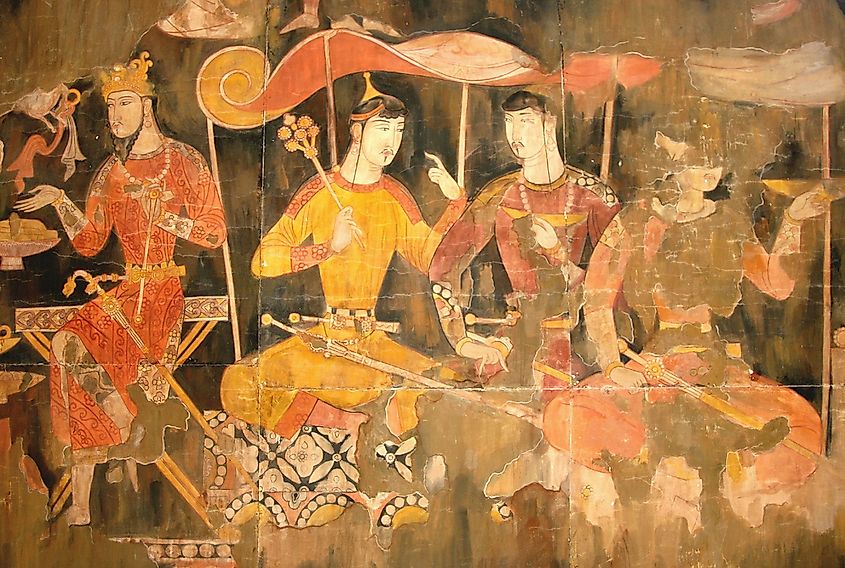 Sogdian painting showing Sogdian merchants.