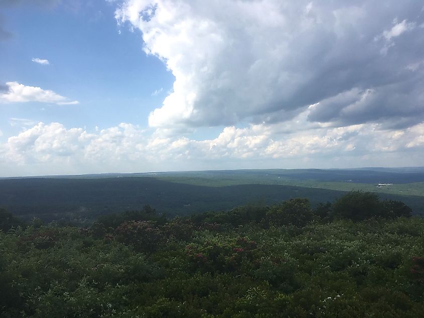 A view north from the top of Camelback Mountain in Big Pocono State Park in Monroe County, Pennsylvania Date	