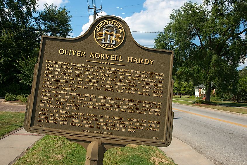 Oliver Norvell Hardy memorial in Harlem, Georgia