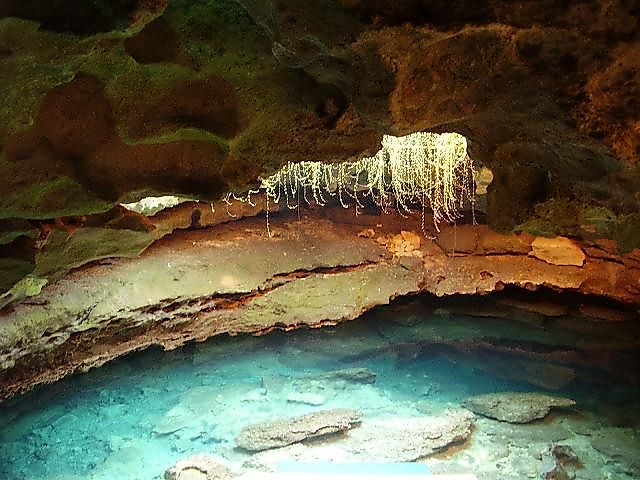 Looking through the 'window' at the pool in Devil's Den.