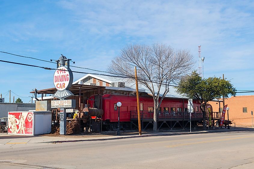 Big Tex BBQ restaurant in a train dinning car on Railroad Avenue in historic city center of Willcox, Arizona, via Wangkun Jia / Shutterstock.com