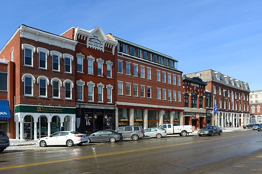 Historic buildings on the Main Street in Concord, New Hampshire