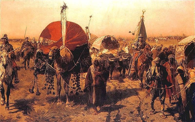 Return from Vienna by Józef Brandt, Polish army returning with Ottoman loot