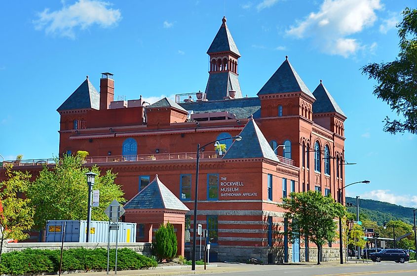 Exterior View of the Rockwell Museum, a Smithsonian Affiliate museum of American art located in the Finger Lakes region in downtown Corning, New York, via PQK / Shutterstock.com