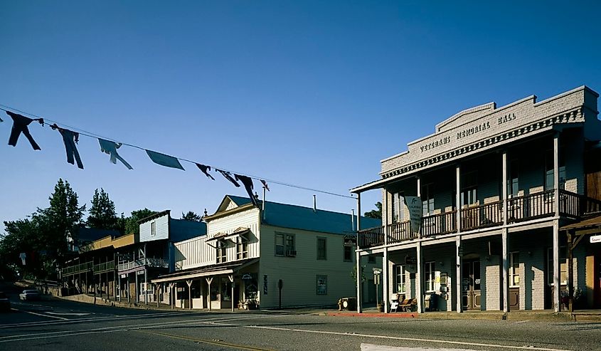 Downtown street in Angels Camp, California