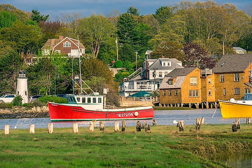End of the afternoon light sublimates the view from the St. Anthony's monastery garden on Kennebunkport's harbor. 