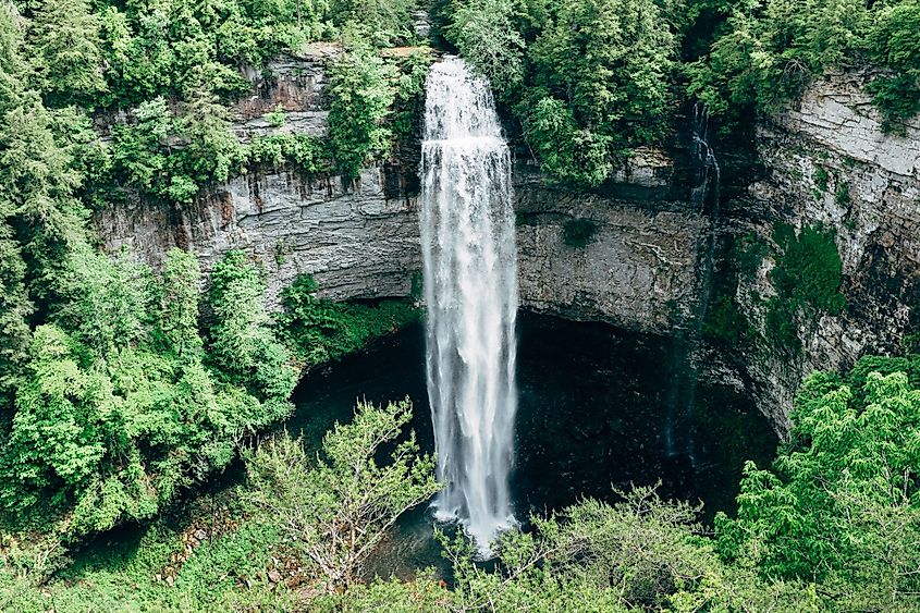 The beautiful Fall Creek Falls waterfall in Spencer, Tennessee