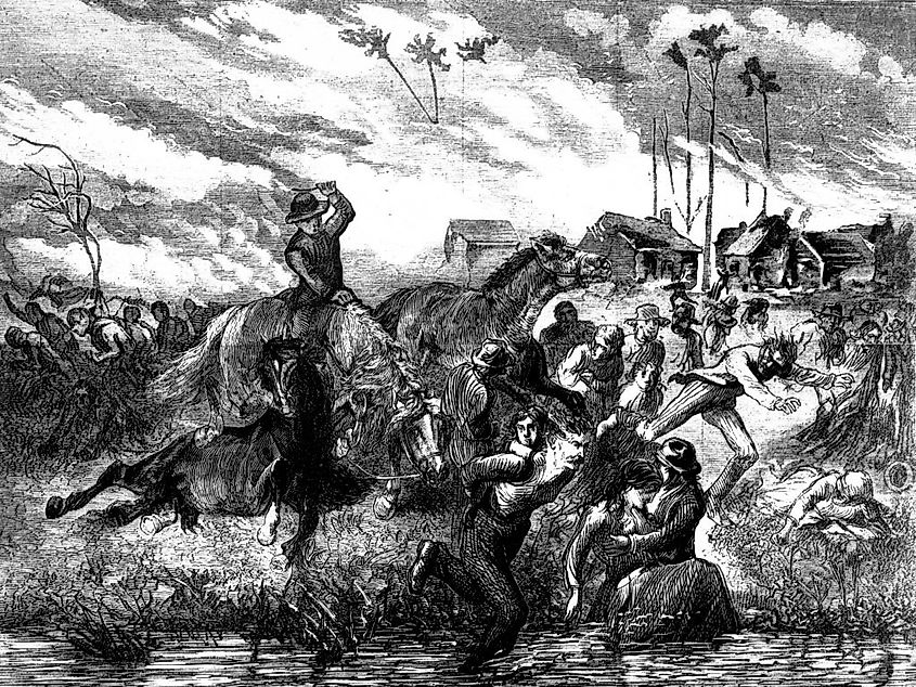 Making for the river during the Peshtigo fire.
