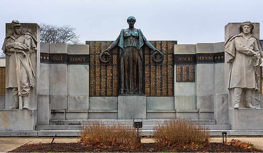 Oregon, Illinois, the Soldiers' Monument sculpture.