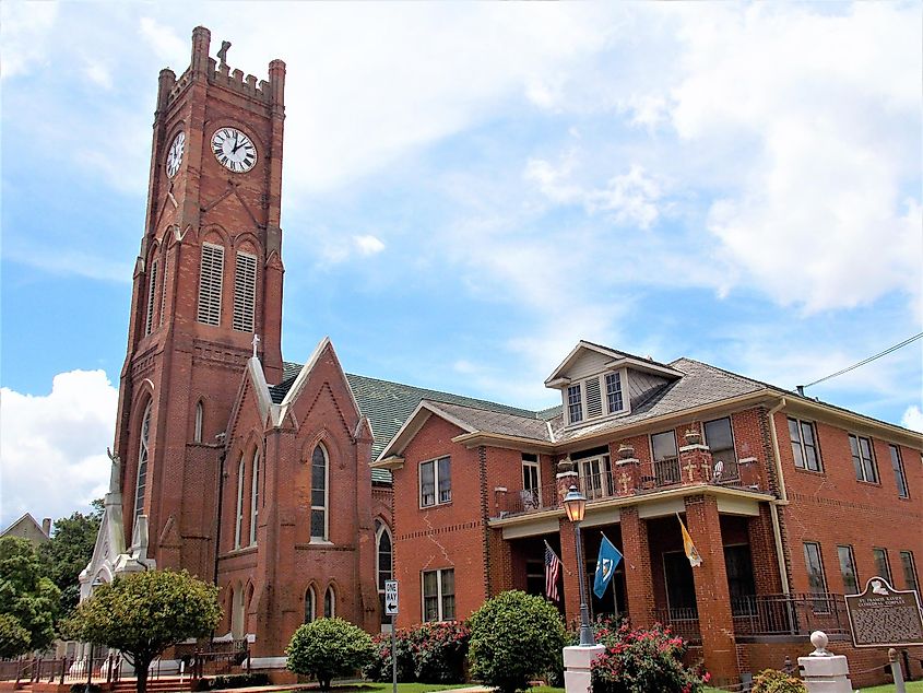 St. Francis Xavier Cathedral and rectory in Alexandria, Louisiana.