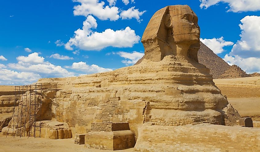 The Great Sphinx in Egypt with blue skies