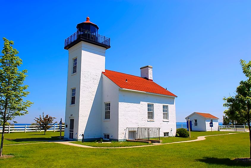 The Sand Point Lighthouse 1868 - 1938 at Escanaba upper peninsula Michigan MI created may 22 2021