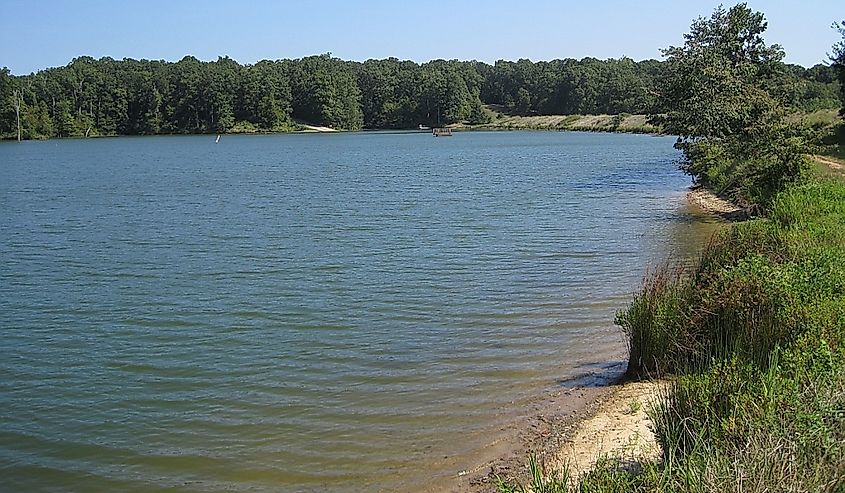 Sandy beaches at Village Creek State Park south of Wynne, Arkansas.