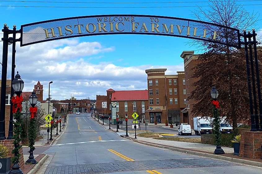South Main Street in downtown Farmville, Virginia