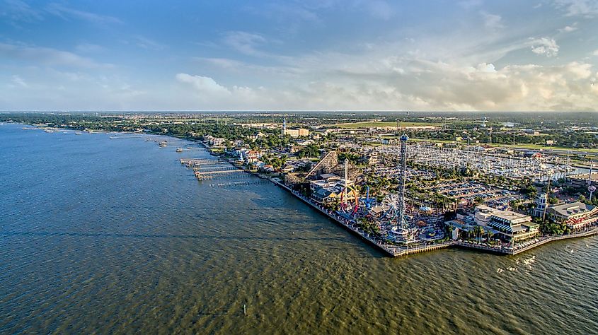 Aerial view of the Kemah Boardwalk