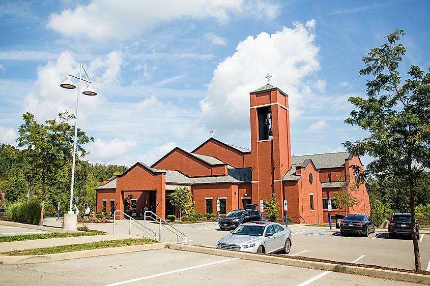 Saint Killian Parish Center, Saint Killian's Church Cranberry Township PA on a Sunny Day Exterior