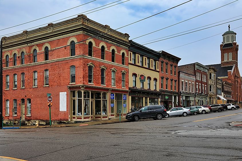 View of downtown Wheeling in West Virginia.