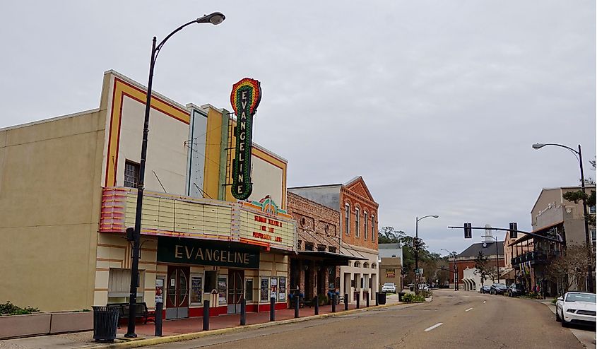 Evangeline Theater in New Iberia in Louisiana USA. Editorial credit: Bennekom / Shutterstock.com