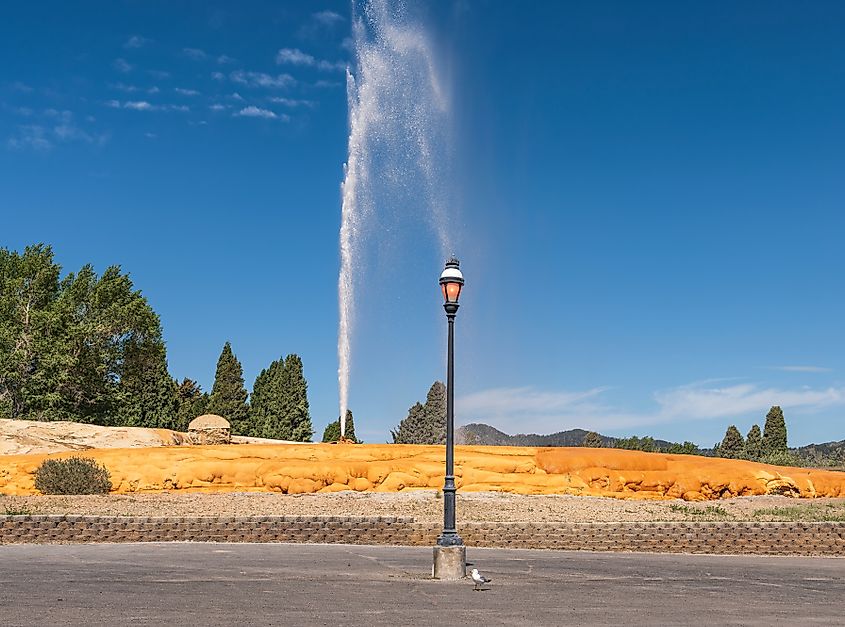 Geyser at Soda Springs shooting off.