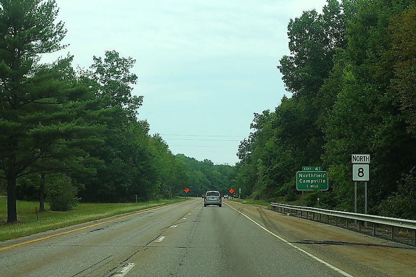 Cars along Connecticut 8 road