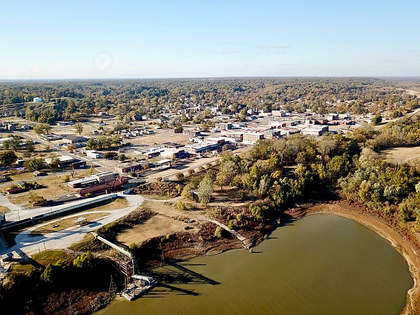 Aerial view of downtown Helena, Arkansas.