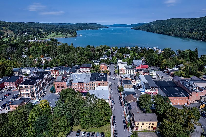 Aerial view of Cooperstown, New York