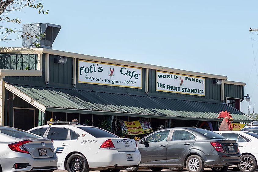 Foti's Cafe serving seafood, hamburgers and Po boys sandwich in Breaux Bridge, Louisiana